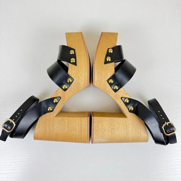 Like New Sam Edelman Angela Platform Heeled Sandals Black Leather - Picture 6 of 12